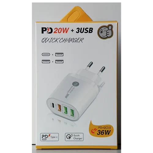 Caricabatterie USB «PD 20W + 3USB QUICK CHARGER» — foto 1 dell'alert SR/02577/26