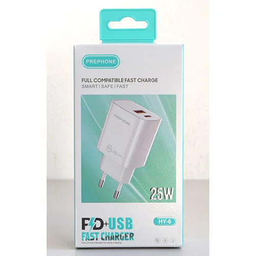 Caricabatterie USB «PD+USB FAST CHARGER» (PREPHONE)