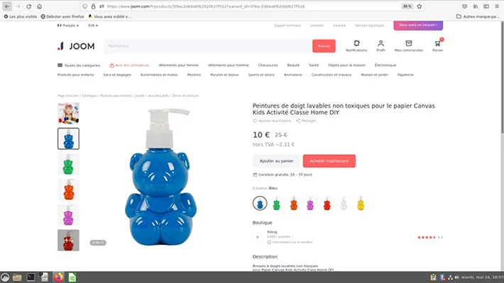 Vernice per dita «Peintures de doigts lavables non toxiques pour le papier Canvas Kids Activité Classe Hom…» — foto 2 dell'alert A12/02353/23