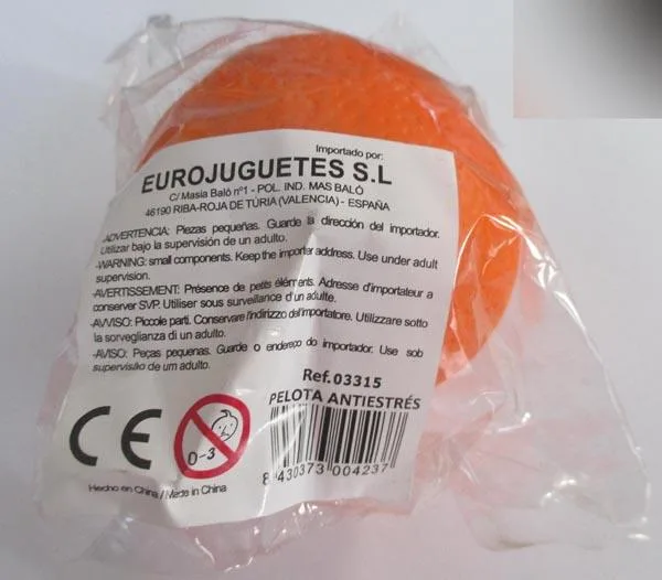 Palla di plastica «Pelota Antiestrés ('Anti-stress ball')» — foto 2 dell'alert A12/0583/17