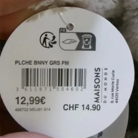 Giocattolo morbido «Peluche Bunny gris PM» — foto 2 dell'alert SR/01192/26