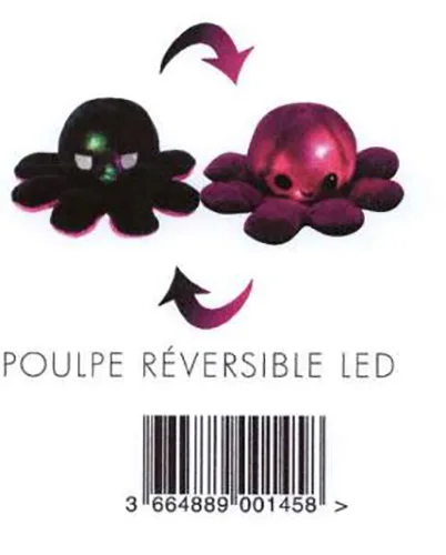 Giocattolo morbido «Peluche poulpe réversible avec LED» (ANAKO)