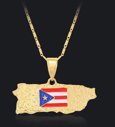 Collana con ciondolo «Pendentif en cuivre doré pour homme Porto Rico Carte Pendentif Mode Drapeau Hip Hop Coll…» — foto 1 dell'alert A12/01109/21