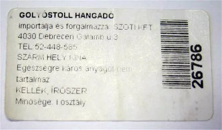 Penna a sfera (con funzione di emissione del suono) (GOLYÓSTOLL HANGADÓ)
