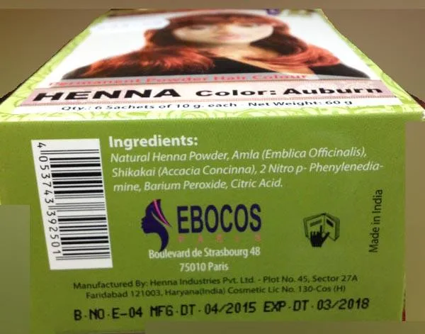 Prodotto per la colorazione dei capelli «Permanent Powder Hair Colour - HENNA» — foto 1 dell'alert A12/0917/16