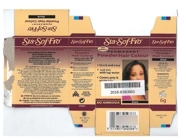 Prodotto per la colorazione dei capelli «Permanent Powder Hair Colour» (Sta-sof-fro)