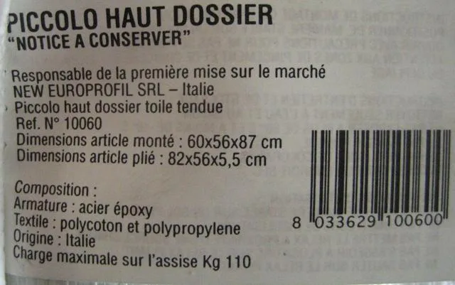 Sedia da campeggio &amp; #13; &amp; #13; «Piccolo Haut Dossier» — foto 1 dell'alert A12/1680/12