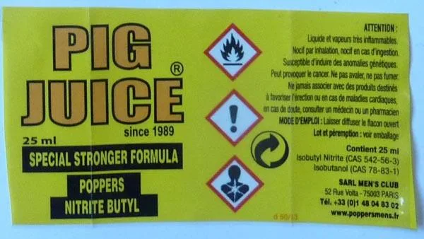 Popper «PIG JUICE - Special stronger formula Poppers Nitrite Butyl» (Men's Club - Poppers men's)