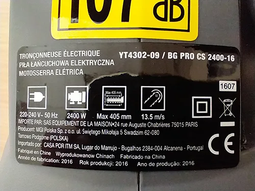 Motosega elettrica «Pila lancuchowa elektryczna» — foto 4 dell'alert A11/00032/22