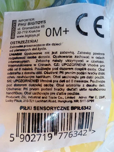 Giocattolo di plastica «Pilki sensoryczne» — foto 3 dell'alert A12/00453/22
