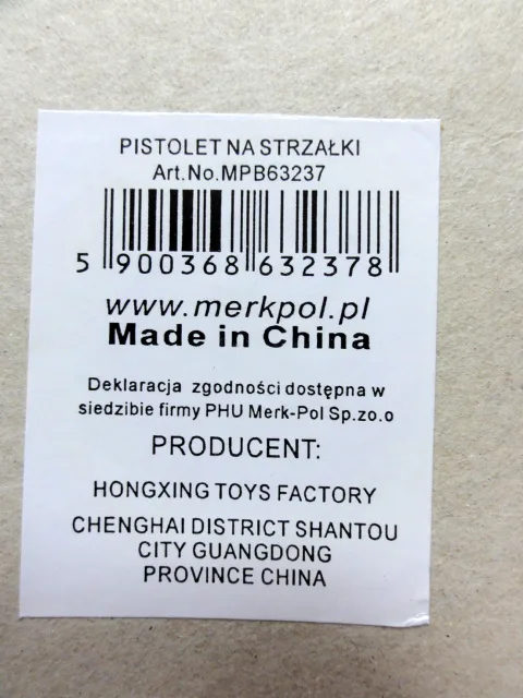 Pistola giocattolo di plastica «Pistolet na strzalki» — foto 3 dell'alert A12/01267/20