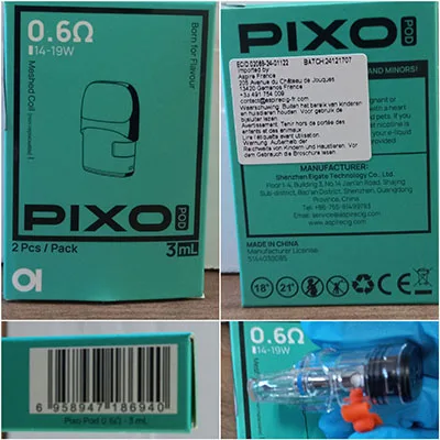 Cartuccia di sigaretta elettronica «Pixo Pods» — foto 1 dell'alert SR/00822/25