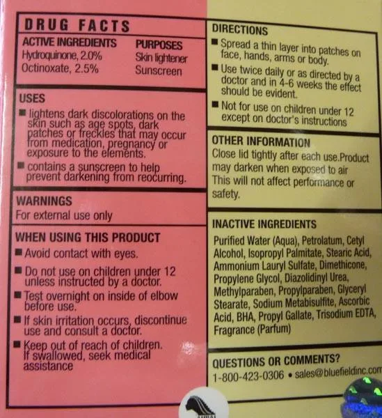 Prodotto schiarinte per la pelle «Platinum - Medicated Fade Creme with Sunscreen» — foto 3 dell'alert A12/1325/15