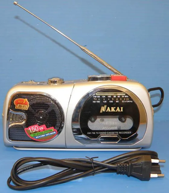 Radio portatile «Portable AM/FM/TV Radio Cassette Recorder with AC/DC Function» (NAKAI)
