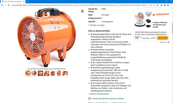 Ventilatore portatile «Portable fan» — foto 2 dell'alert A12/00601/23
