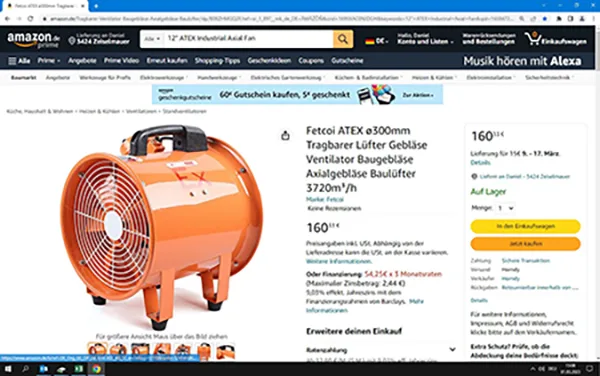Ventilatore portatile «Portable fan» — foto 3 dell'alert A12/00601/23