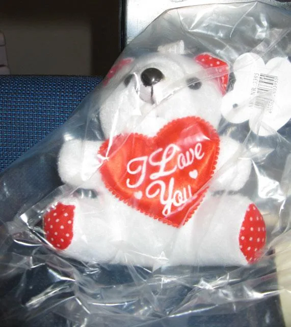 Portachiavi con giocattolo morbido (orso) con cuore "Ti amo" (PAUL)