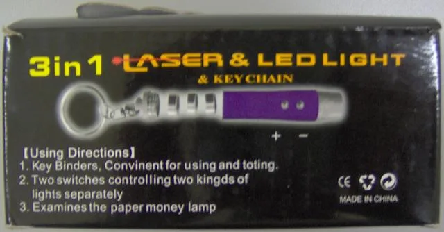 Portachiavi puntatore laser "3 in 1 Laser & LED Light" — foto 3 dell'alert A12/0947/12