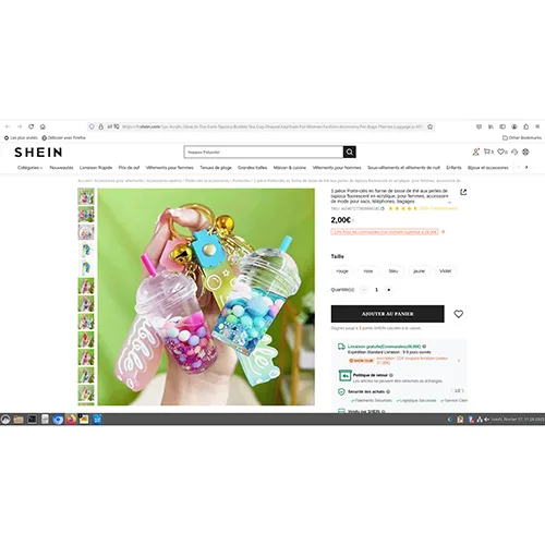 Portachiavi «Porte-clés en forme de tasse de thé aux perles de tapioca fluorescent en acrylique pour …»