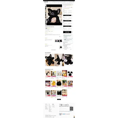 Giocattolo morbido «Poupée en peluche chat noir bouclé de 30 cm/11,8 pouces»