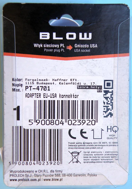 Adattatore da viaggio «Power plug PL - USA socket / ADAPTER EU-USA konnektor» — foto 3 dell'alert A12/00604/20