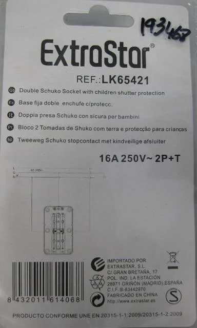 Presa di corrente "Base fija doble enchufe" — foto 2 dell'alert 1041/11