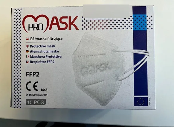 Maschera filtro antiparticolato «PRO MASK FFP2 Protective Mask» — foto 6 dell'alert A12/01130/22