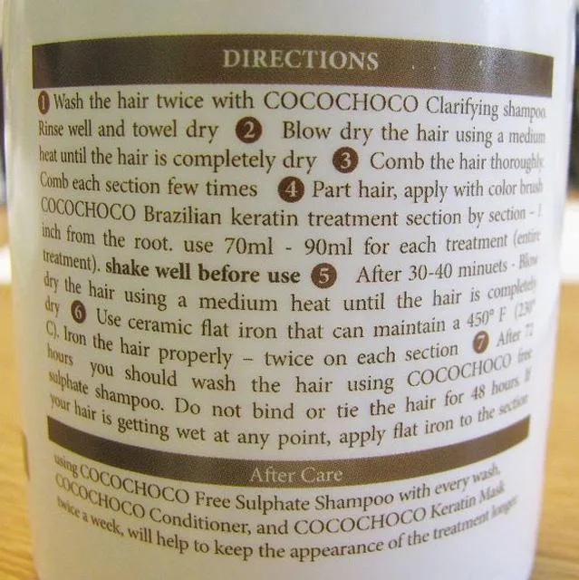 Prodotto per il trattamento dei capelli "Complesso cheratina brasiliana (Cocochoco professional)
