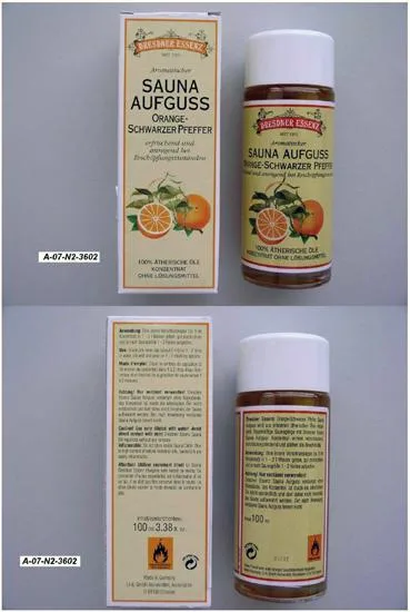 Profumo sauna – fragranza sauna arancione-nera (Dresdner Essenz)