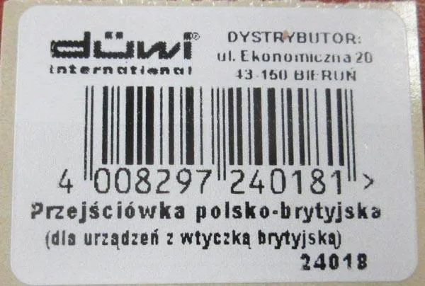 Adattatore della spina «Przejsciowka polsko - brytyjska» — foto 2 dell'alert A12/0214/17