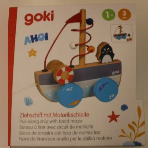 Giocattolo di legno «Pull-along ship with bead maze» (Goki)