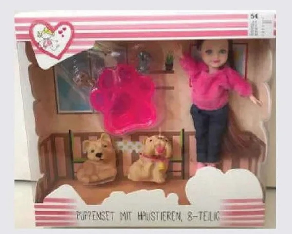 Set di bambole «Puppen-Set mit Haustieren, 8-teilig»