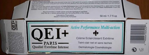 Prodotto schiarinte per la pelle «QEI+ Paris - Qualité Extrême Intense - Active Performance Multi-action» — foto 2 dell'alert A12/0855/15