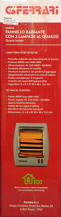 Riscaldatore elettrico «Quartz heater» — foto 2 dell'alert A11/00095/20