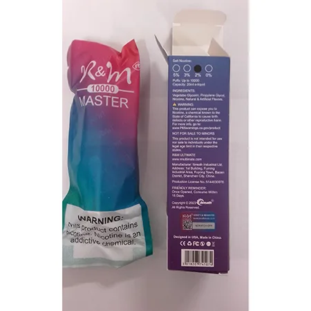 Sigaretta elettronica usa e getta «R&M® 10000 MASTER, Salt Nicotine 2%» — foto 2 dell'alert A12/00205/24