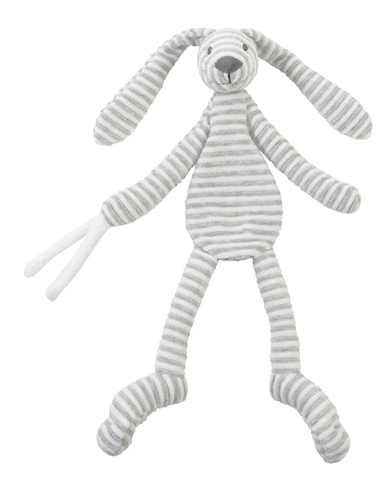 Giocattolo morbido con supporto per succhietti «Rabbit Reece Tuttle – Grey, Blue and Pink» (Happy Horse)