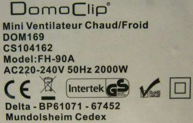 Radiatore del ventilatore "Mini Ventilateur Chaud/Froid" &amp; #13; (Domoclip)