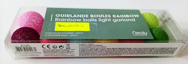 Palle leggere in poliestere «Rainbow balls light garland» — foto 1 dell'alert A12/00560/20