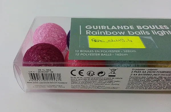 Palle leggere in poliestere «Rainbow balls light garland» — foto 2 dell'alert A12/00560/20