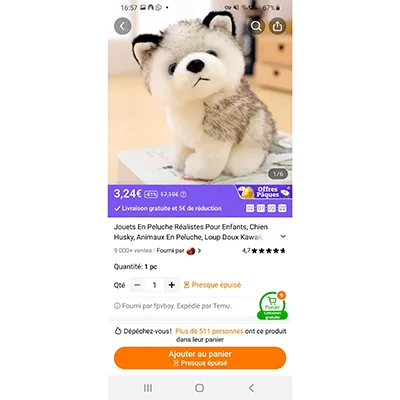 Giocattolo morbido «Realistic Husky Dog» (MJCM Limited)