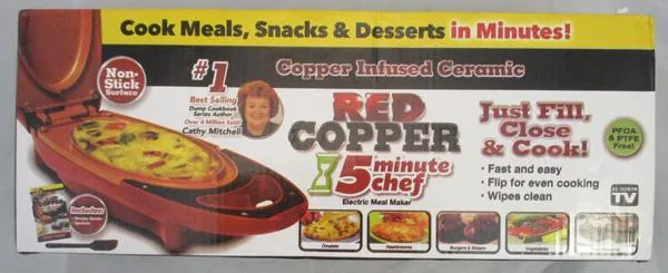 Teglia elettrica per griglia «Red Copper 5 Minute Chef» (Intertek, Telebrands Corporation)
