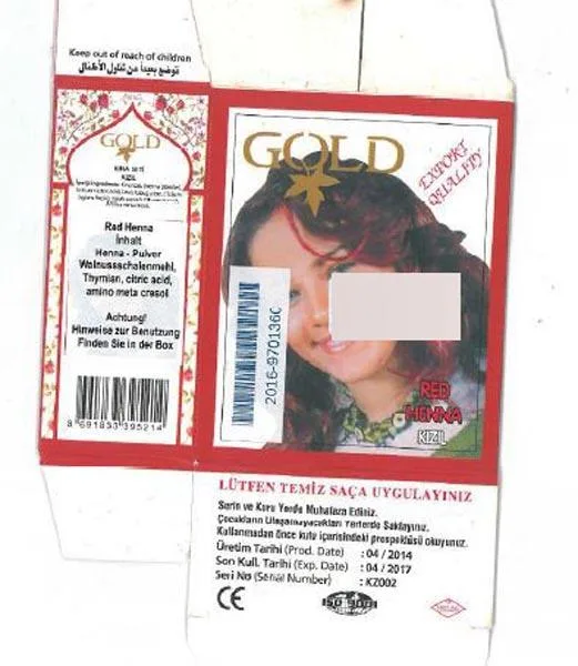 Prodotto per la colorazione dei capelli «Red Henna Kizil» — foto 3 dell'alert A12/0493/17
