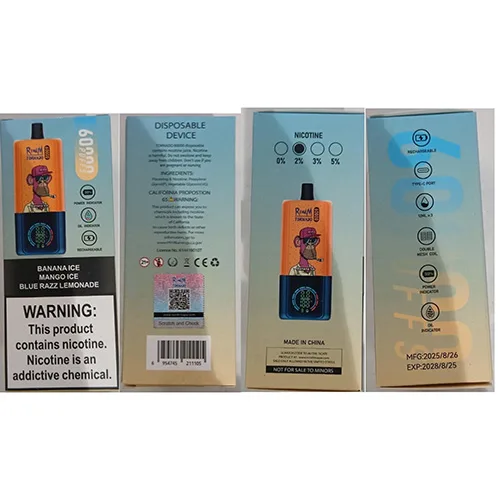 Sigaretta elettronica usa e getta «RENdM TORNADO 60000 PUFFS 2% NICOTINE 12ML x 3» — foto 3 dell'alert SR/02736/26