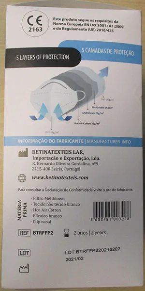 Maschera filtro particella «RESPIRADOR FFP2 NR» (BTL)