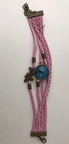 Braccialetto «Retro Amber Blue Dragonfly Braided Bracelet Time Gemstone Infinite Symbol Printed Leathe…» — foto 2 dell'alert A12/00889/23