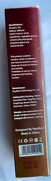 Sigaretta elettronica usa e getta «Reymont 1688 puffs 2%» — foto 2 dell'alert A12/01874/21