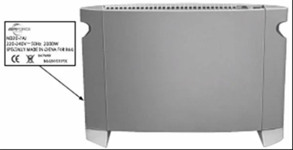 Riscaldatore – B &amp; Q Airforce 2000 W Riscaldatore a convezione ND20-7AJ (Airforce (B&amp;Q))