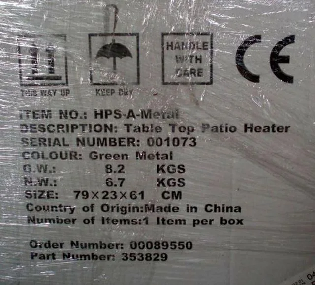 Riscaldatore del patio "Table Top Patio Heater" — foto 3 dell'alert A12/0873/12