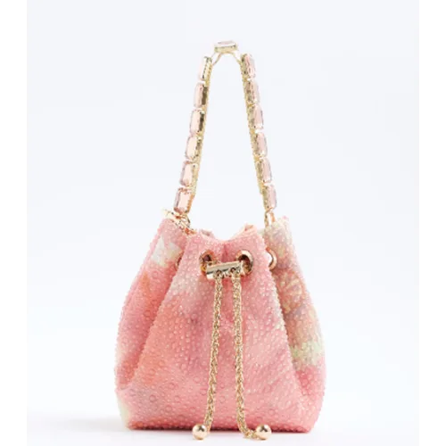 Borsa a mano «River Island Pink Floral Heat Seal Droplet Bucket Handbag» (River Island)