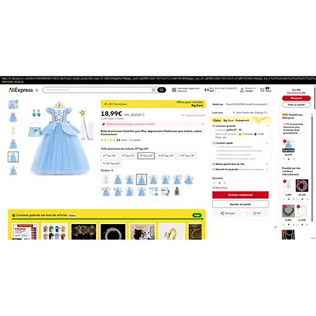 Costume da fancy-dress «Robe de princesse Cendrillon pour filles»